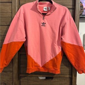 Adidas Women’s Zip-Up Sweater in Pink and Orange